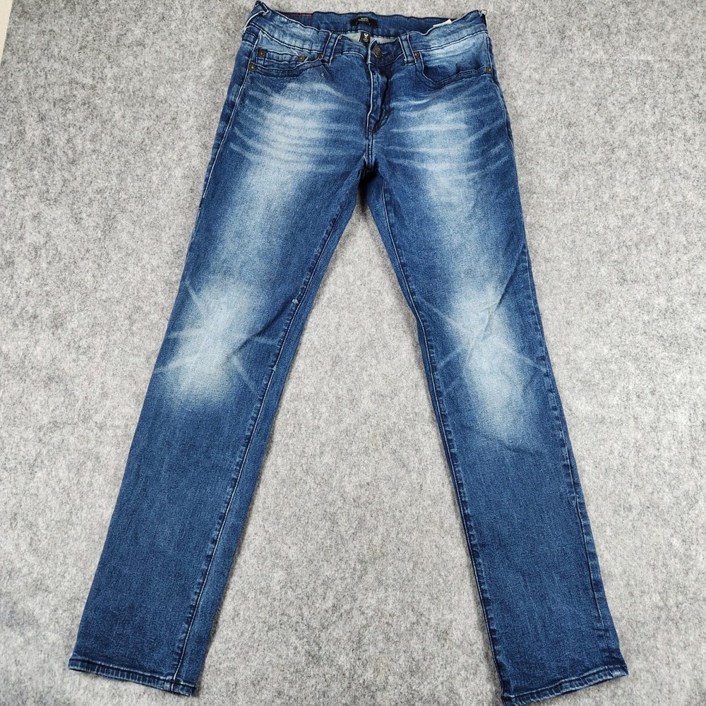 True Religion Rocco Jeans Women 32x31 Blue Skinny Slim Fit Stretch Denim Whisker